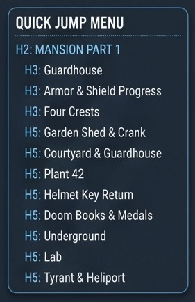 resident evil deadly silence nds walkthrough quick jump menu crop