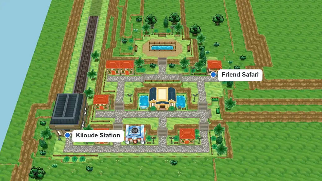 Kiloude City from above with Kiloude Station and the Friend Safari marked
