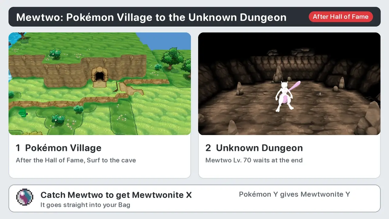 Mewtwo location Pokémon X Unknown Dungeon Pokémon Village, with Mewtwonite X
