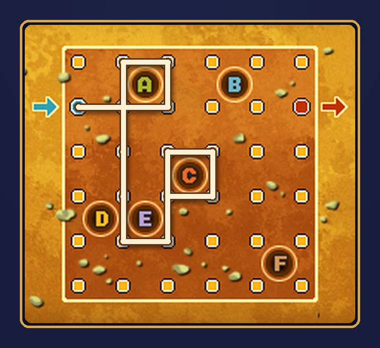 Dangerous Holes Hint 2: the rope running down past E, along its bottom, and around hole C