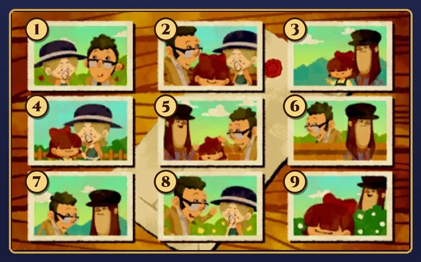 The nine photos numbered from left to right, top to bottom.