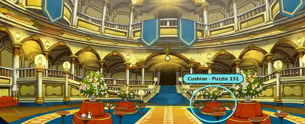 The cushion to examine in the Grand Hall.