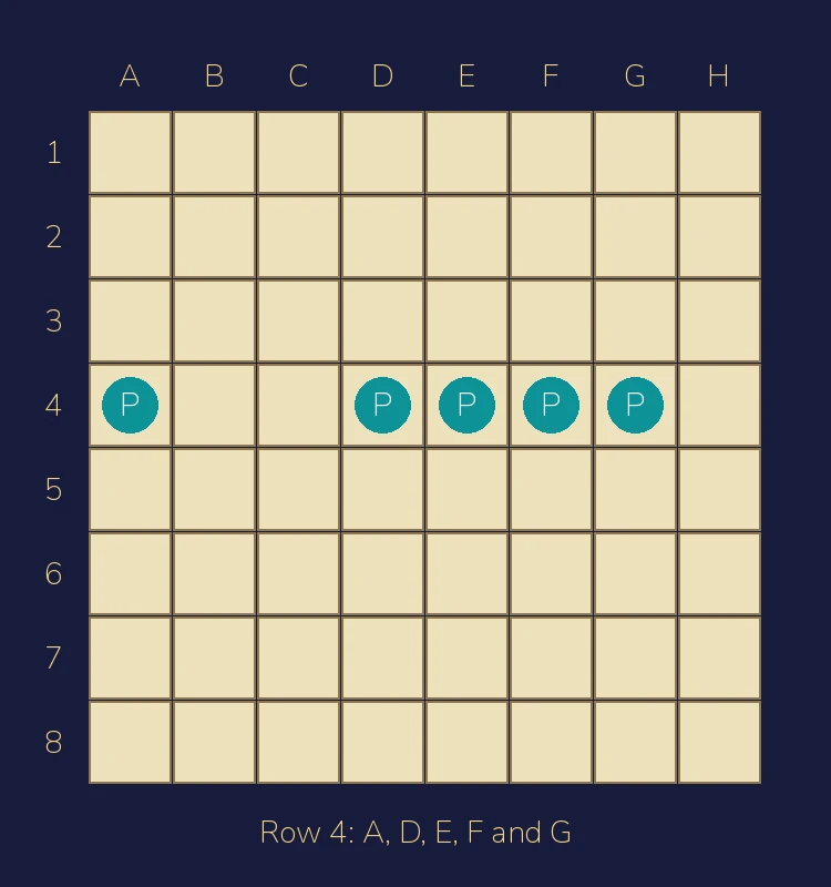 The five officers in row 4: A, D, E, F and G.