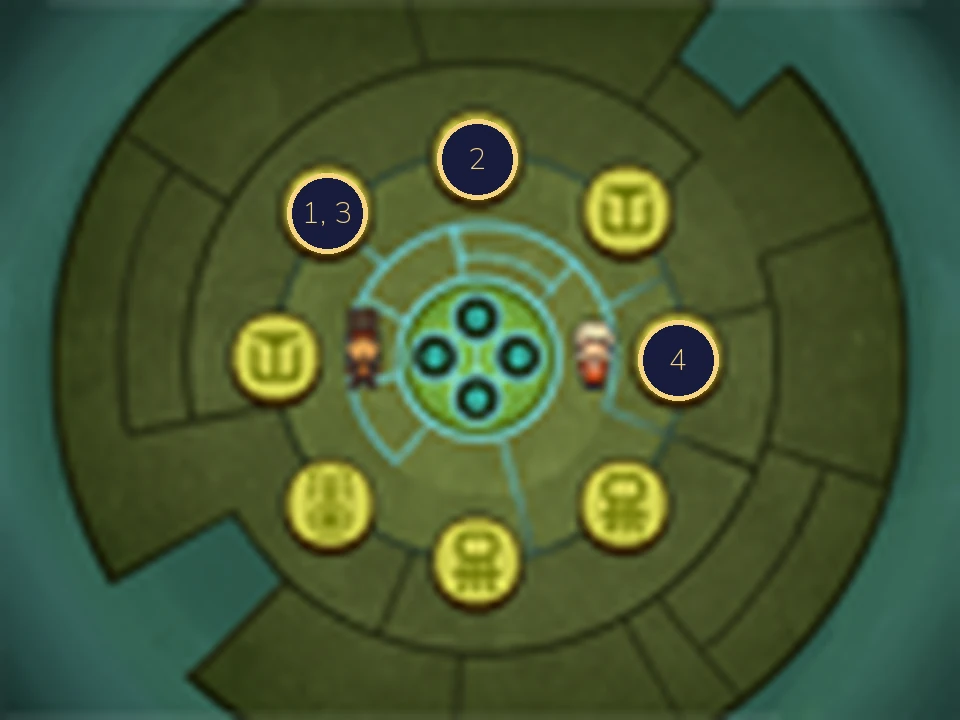 Press top-left, top, top-left, then right.