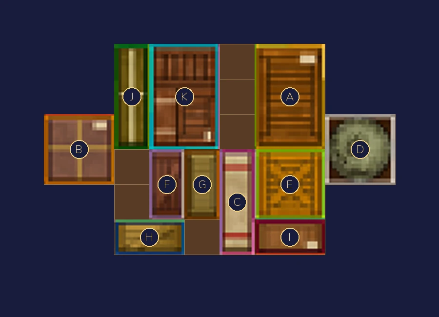 Warehouse arrangement after grouped move 40.