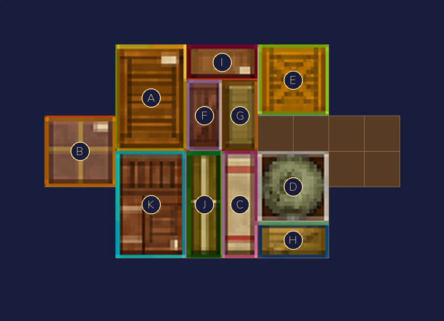 Warehouse arrangement after grouped move 60.
