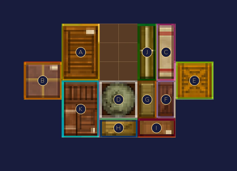 Warehouse arrangement after grouped move 80.