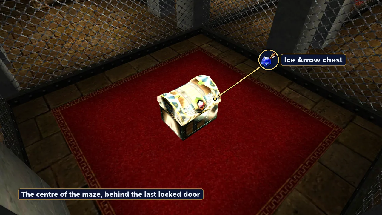 The Ice Arrow chest in the middle of the central maze in the Gerudo Training Ground
