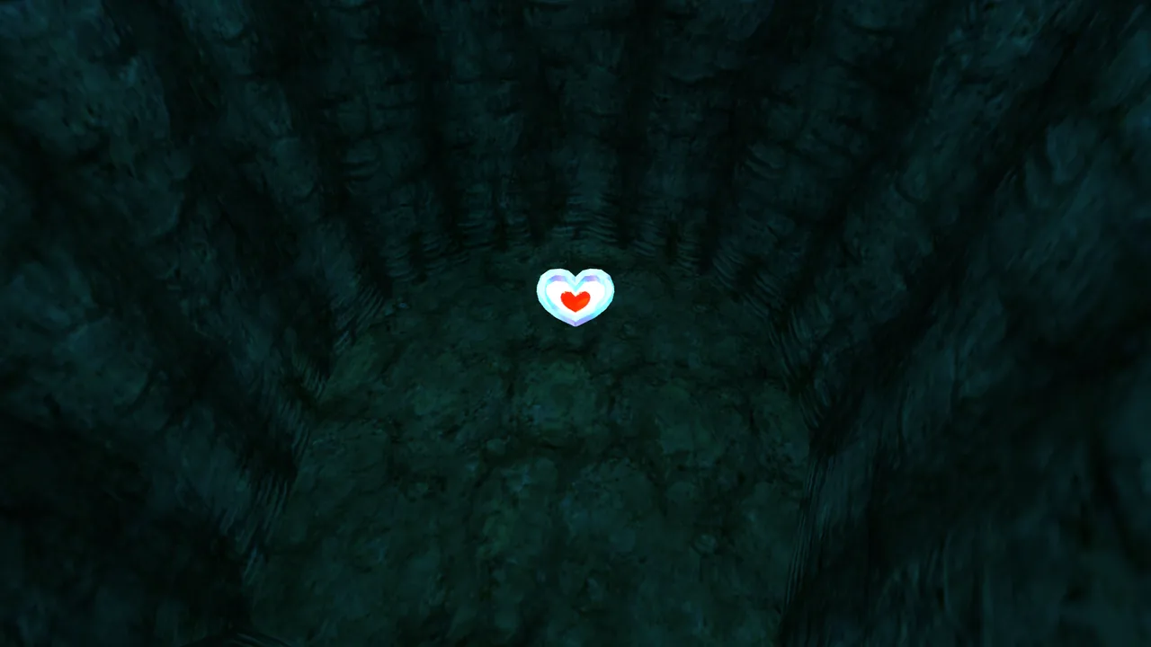 Hyrule Field underwater grotto Piece of Heart at the bottom of the pool, Ocarina of Time 3D