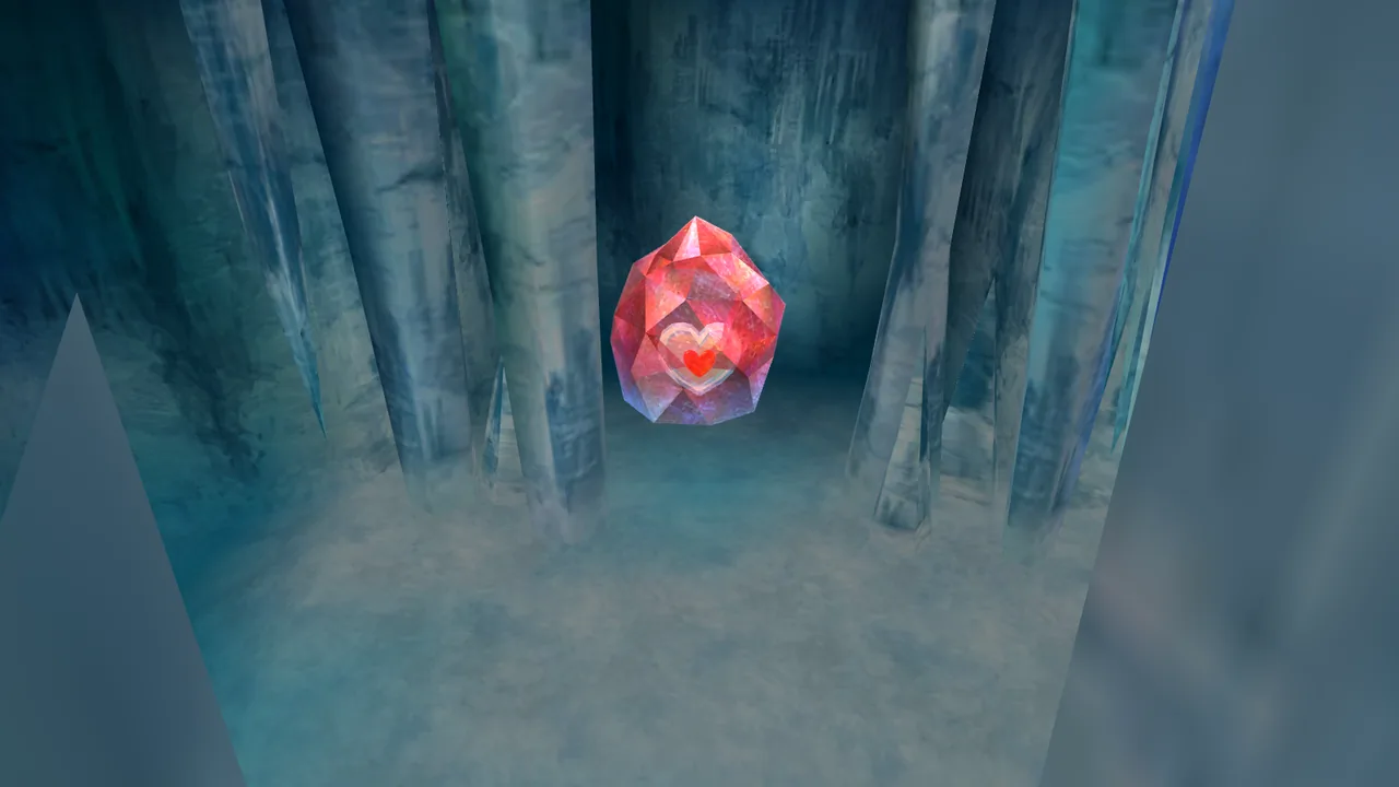 Ocarina of Time Ice Cavern Piece of Heart frozen in red ice