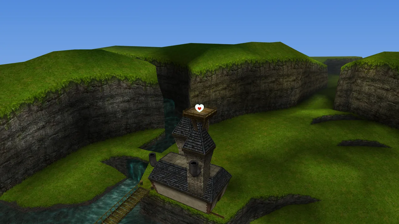 Ocarina of Time 3D Lake Hylia Piece of Heart on the roof of the Lakeside Laboratory