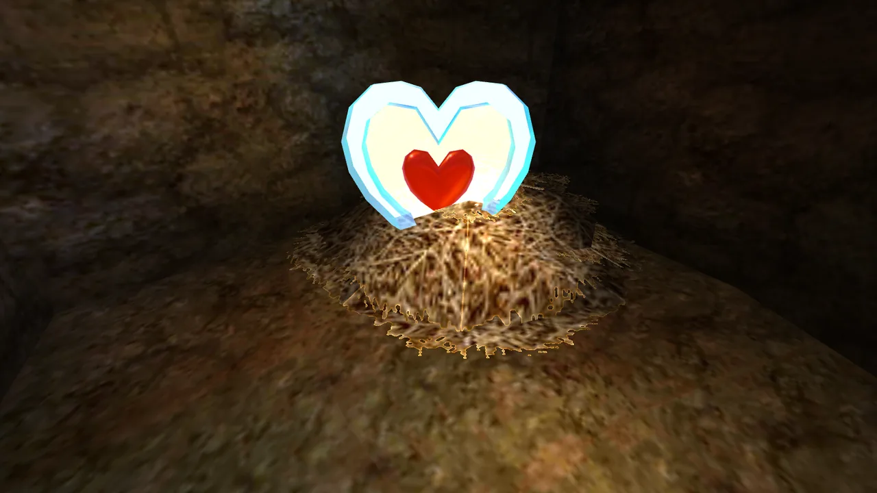 Lon Lon Ranch silo crawlspace Piece of Heart on a pile of hay in Ocarina of Time 3D