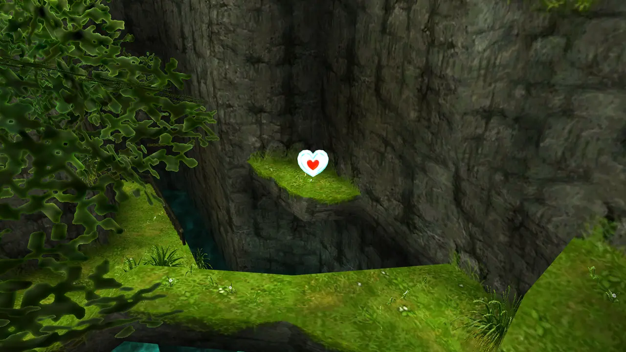 Zora’s River Piece of Heart on the ledge near the waterfall, Ocarina of Time 3D